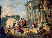Panini, Giovanni Paolo Ruins with Scene of the Apostle Paul Preaching oil painting artist
